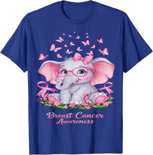 Cancer Awareness Breast Elephant T-Shirt - T-Shirt | Royal