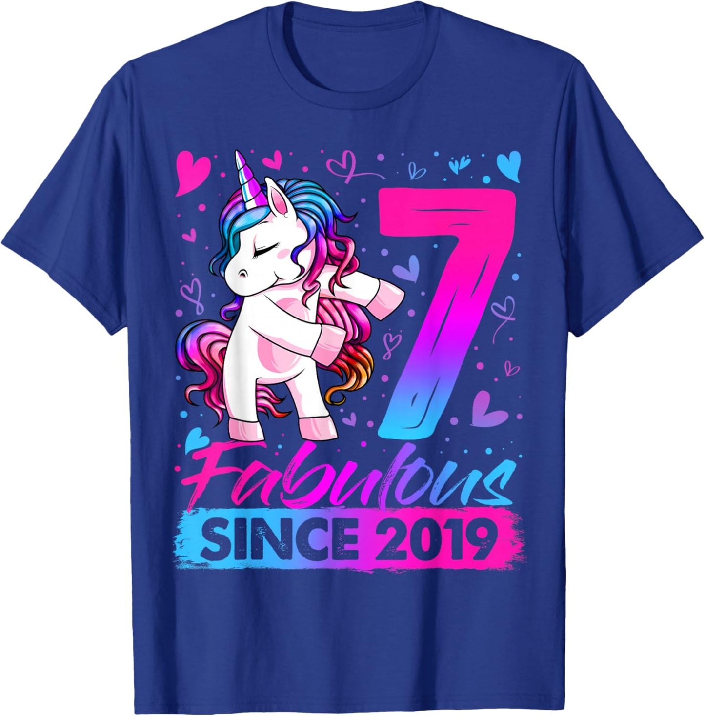 7th Birthday Shirt Girl 7 Year Old Gifts 7 Birthday Girl T-Shirt - T-Shirt | Royal