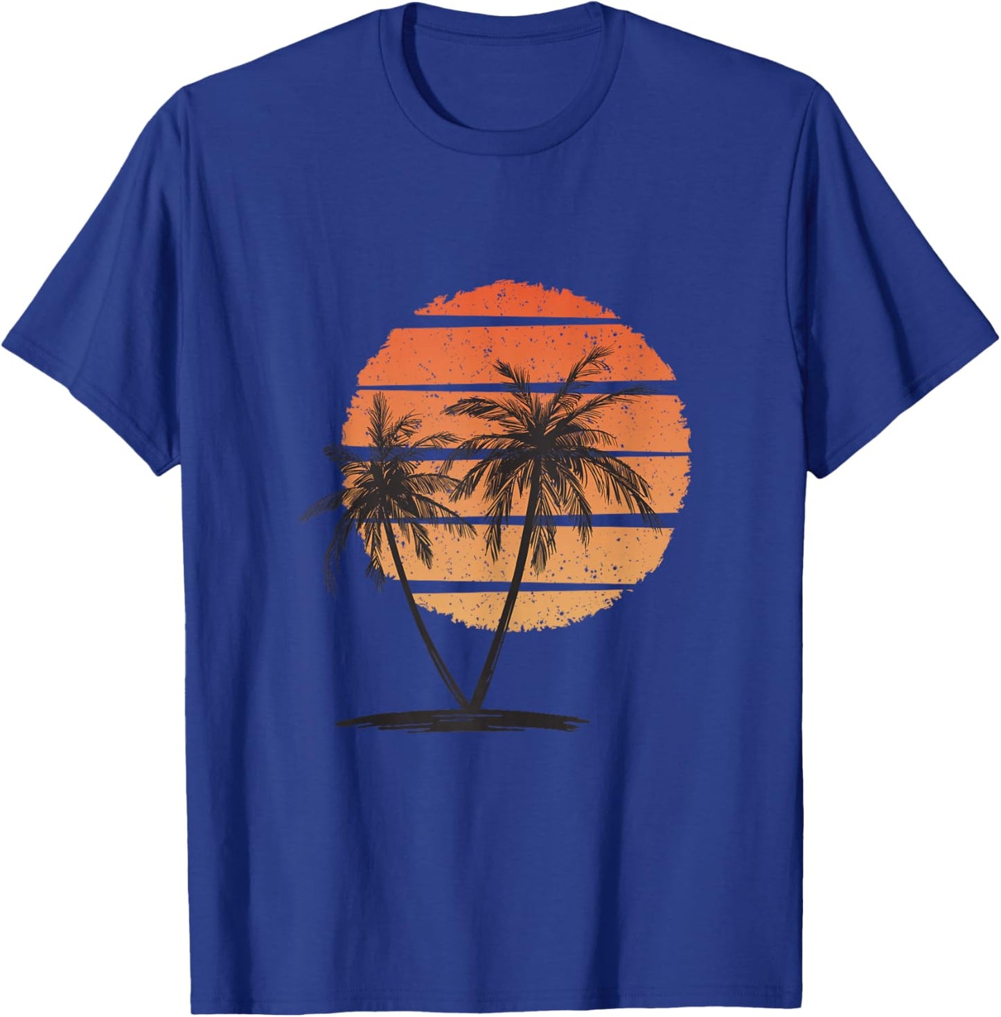 Hawaiian Palm Tree Tropical Beach Retro Vintage 70s 80s T-Shirt - T-Shirt | Royal
