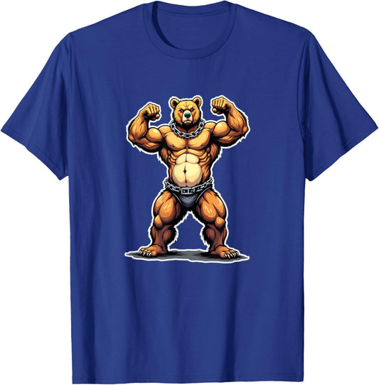 I Love Muscle Bear Funny Gay Daddy Leather Pride Vintage T-Shirt - T-Shirt | Royal