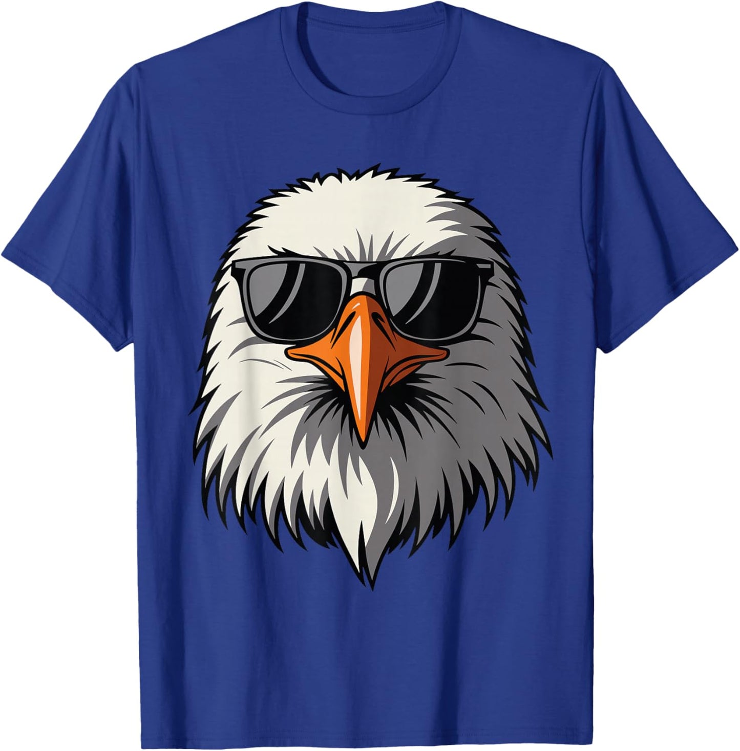Bald Eagle in Sunglasses Men Women Funny Eagle Graphic Art T-Shirt - T-Shirt | Royal