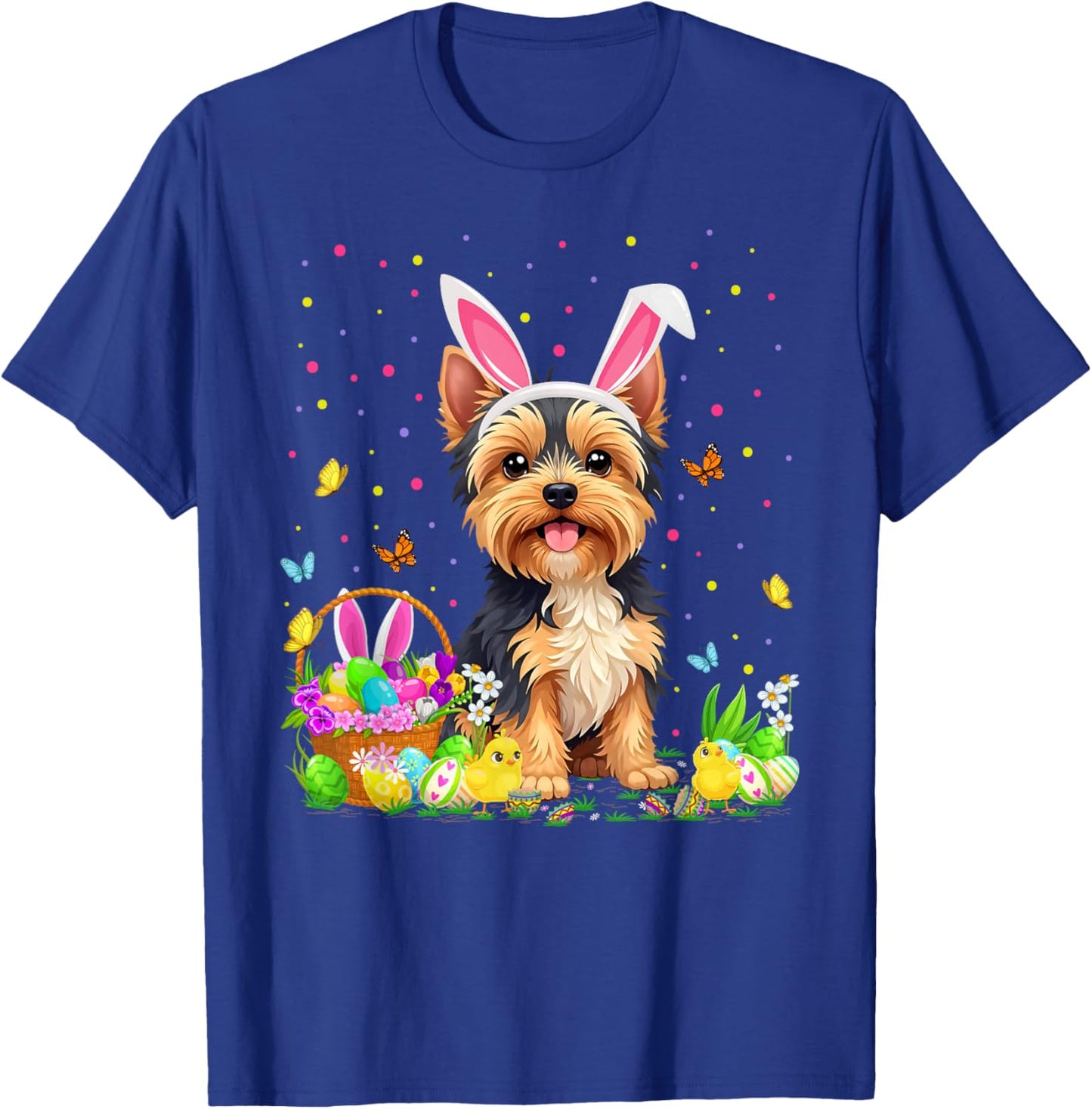 Yorkie Dog Easter Egg Hunt Bunny Ear Yorkie Easter T-Shirt - T-Shirt | Royal