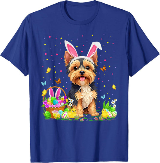 Yorkie Dog Easter Egg Hunt Bunny Ear Yorkie Easter T-Shirt - T-Shirt | Royal