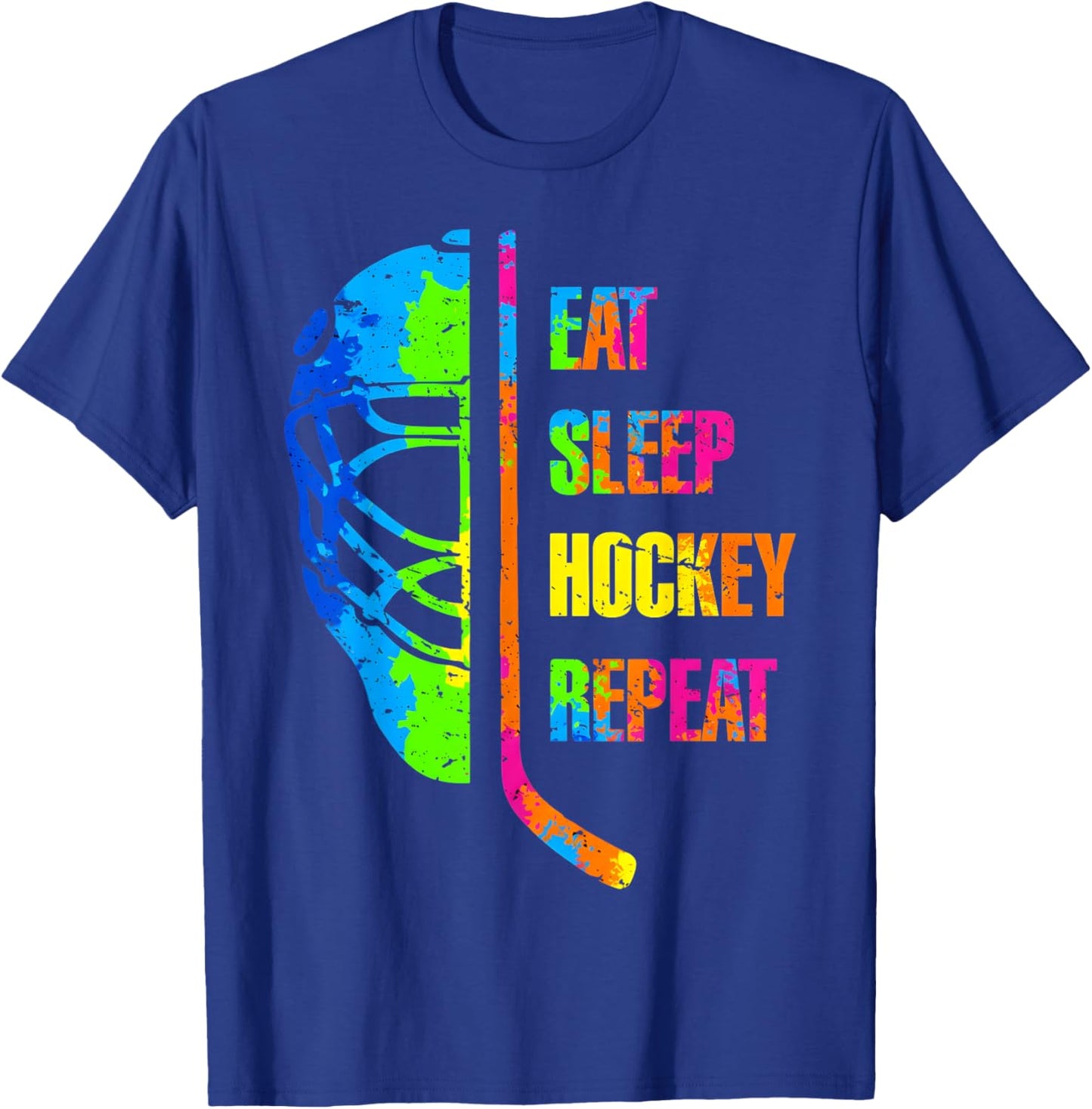 Eat Sleep Hockey Repeat Graffiti-Style Teens Adults Hockey T-Shirt - T-Shirt | Royal