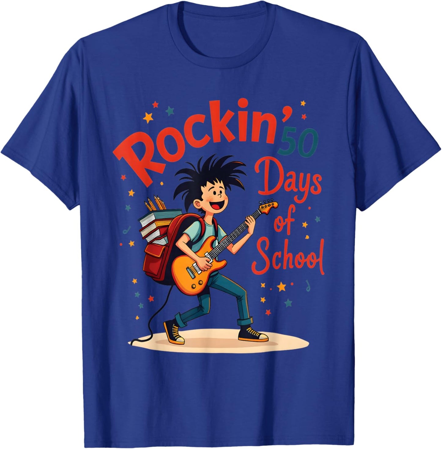 Rockin 50 Days Of School Celebration Fun T-Shirt - T-Shirt | Royal