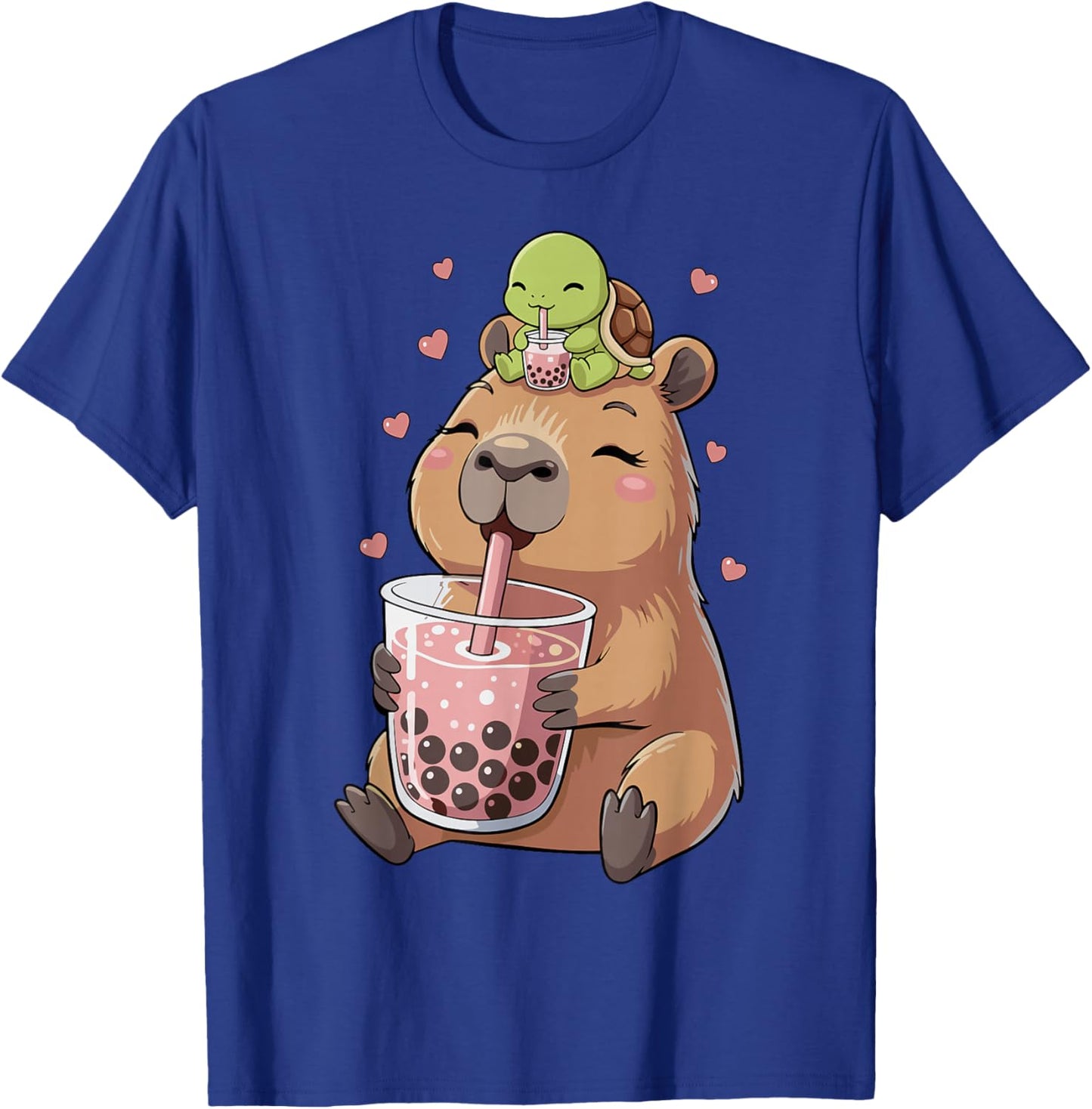 Capybara & Bubble Tea Girls' Turtle T-Shirt - T-Shirt | Royal
