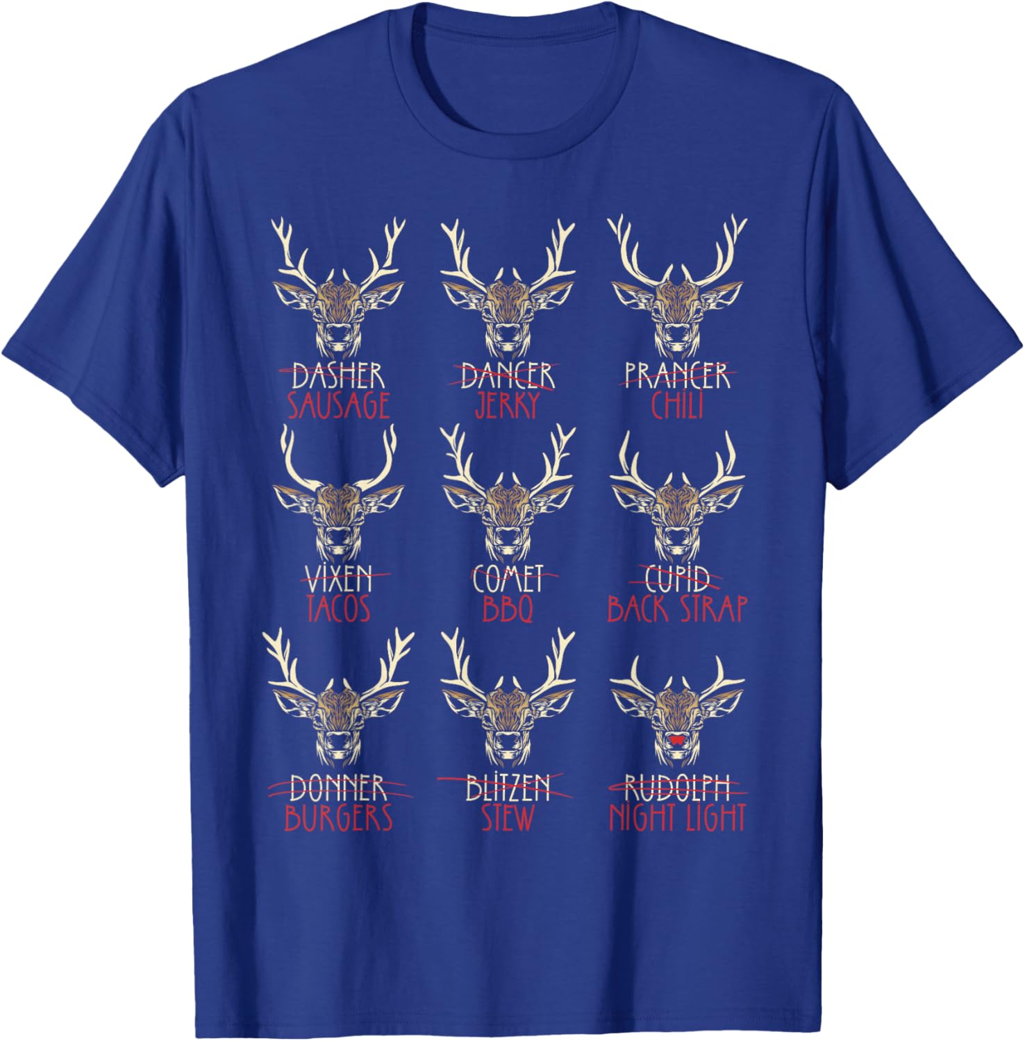 Funny Deer Hunters All of Santa's Reindeer Hunting T-Shirt - T-Shirt | Royal