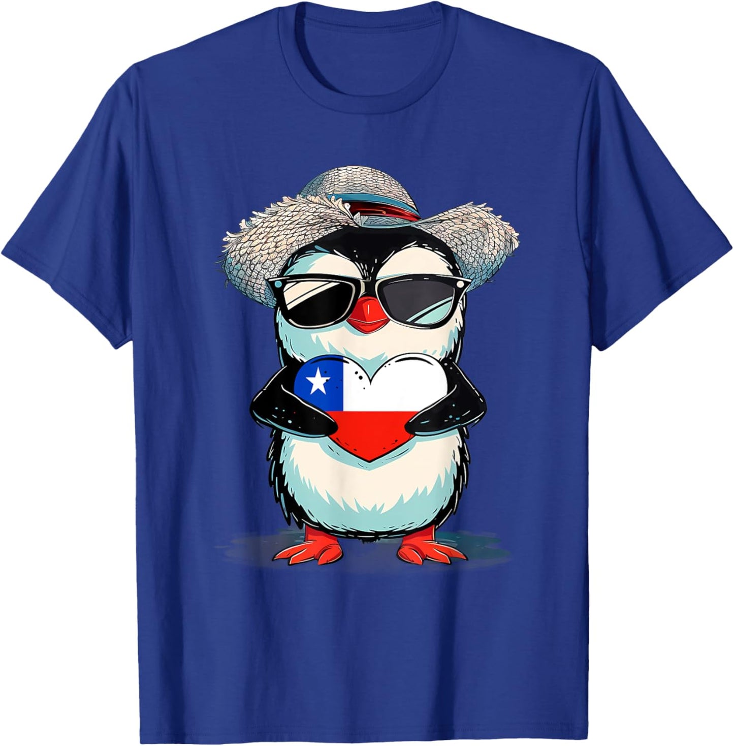 Chilean Flag Heart Penguin Chilean Pride Chilean Roots Chile T-Shirt - T-Shirt | Royal