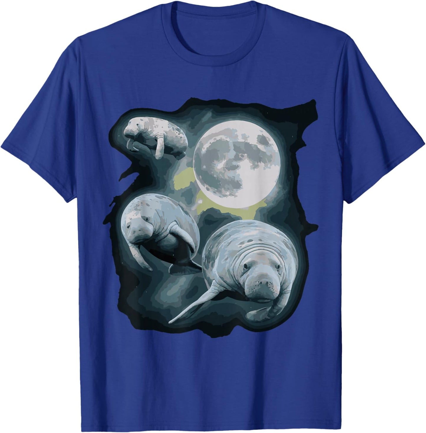 Three Manatee Howling At The Moon T-Shirt - T-Shirt | Royal