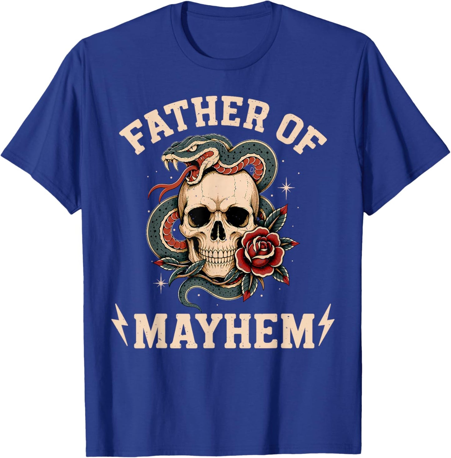 Father of Mayhem Men Dad Funny Father's Day Men Dad Gifts T-Shirt - T-Shirt | Royal