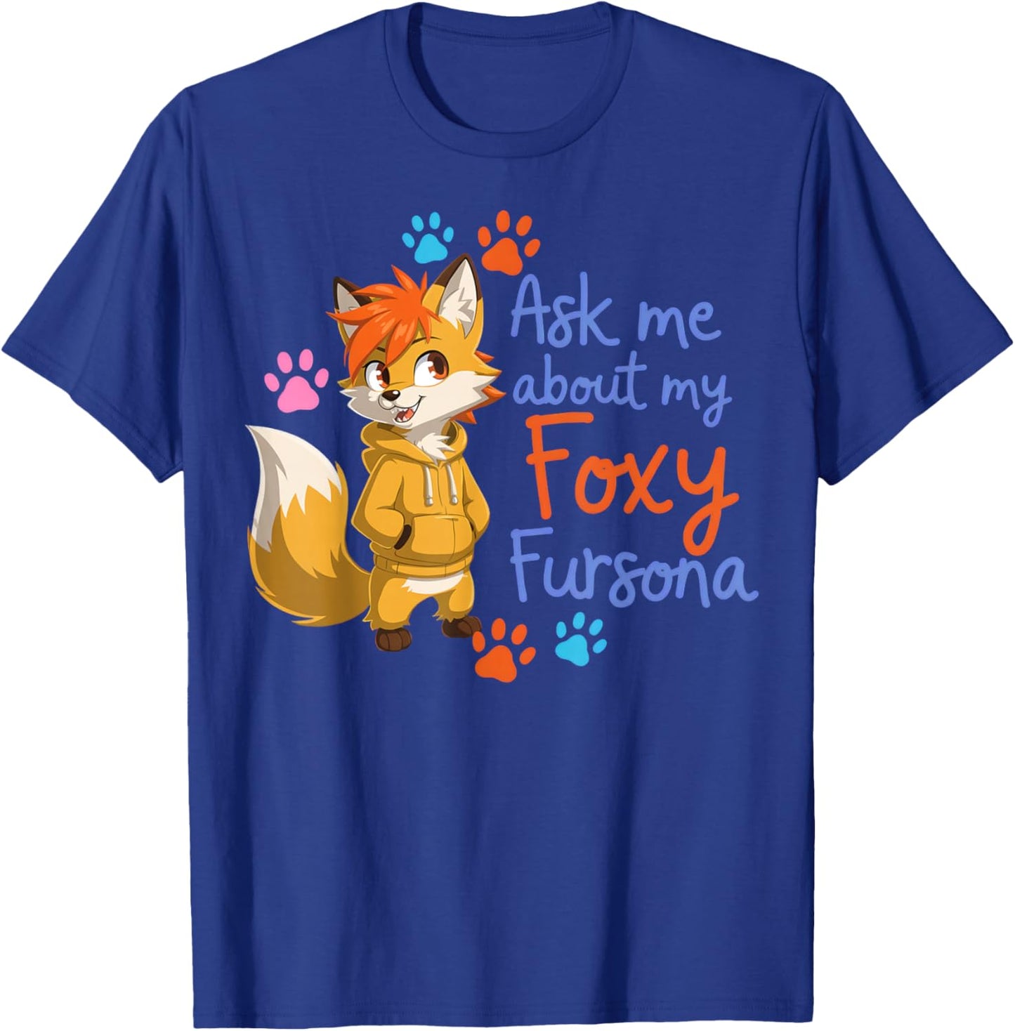Playful Fox Character Ask Me About My Fursona T-Shirt - T-Shirt | Royal