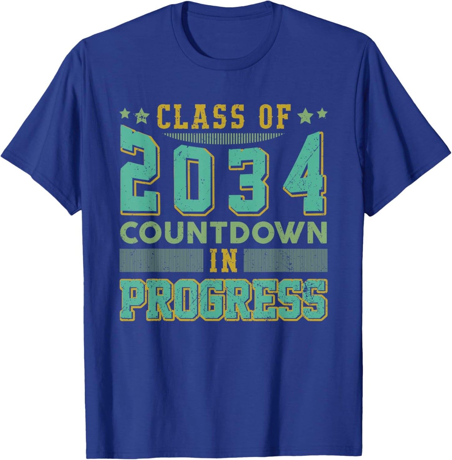 Class of 2034 Countdown in Progress Fun Back to School Retro T-Shirt - T-Shirt | Royal