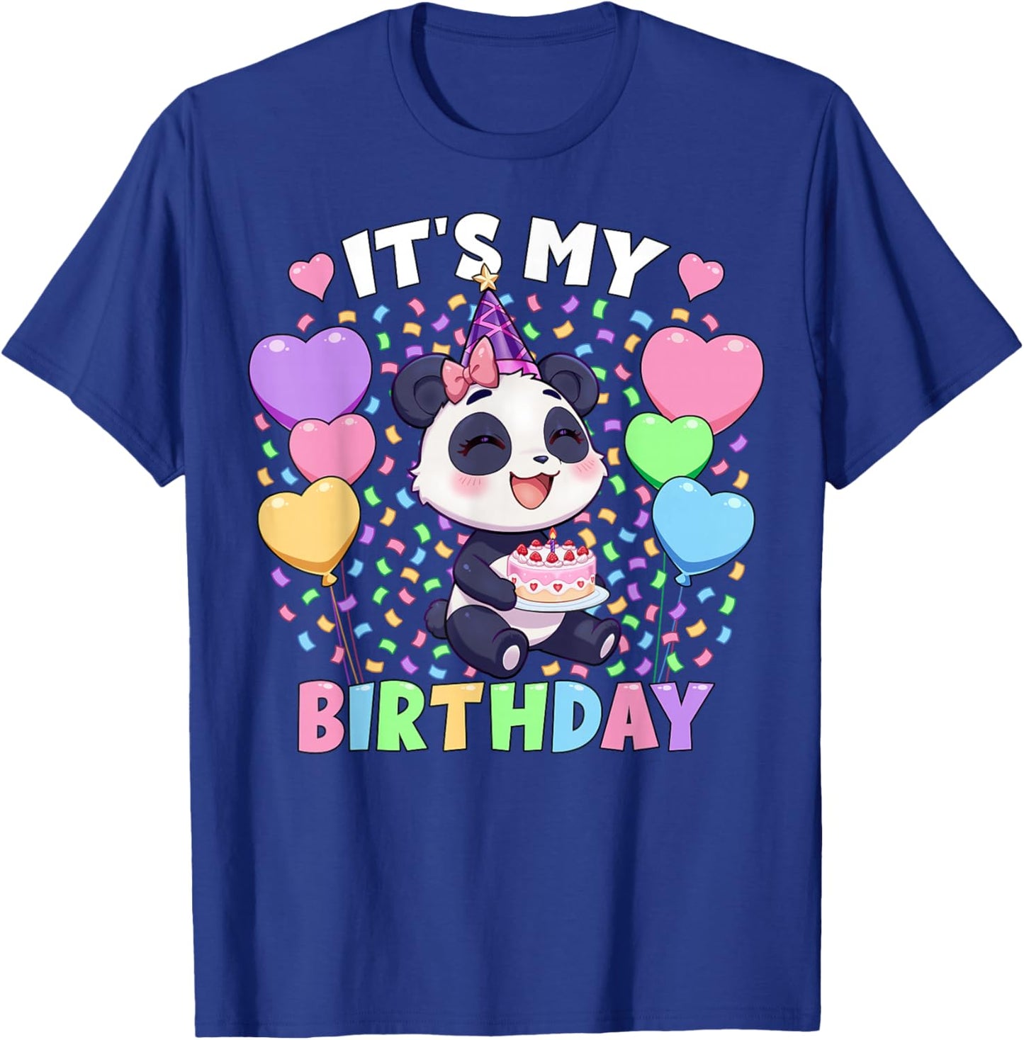 Girls Panda Birthday Shirt | It's My Birthday Panda T-Shirt - T-Shirt | Royal