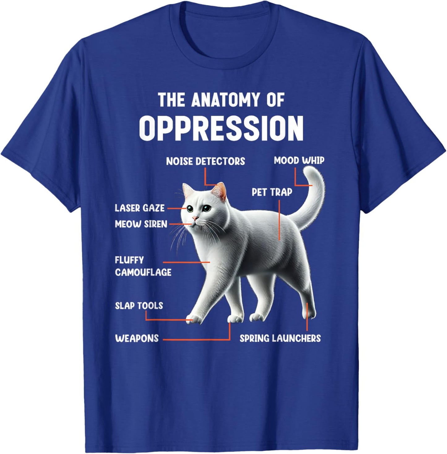 The Anatomy of Oppression Sarcastic Cat T-Shirt - T-Shirt | Royal