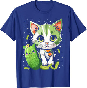 Funny Kittens vs Gherkin Pickle Cat Mom Lady T-Shirt - T-Shirt | Royal