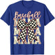 Checkered Coquette Baseball Mama Women Baseball Mom Gifts T-Shirt - T-Shirt | Royal