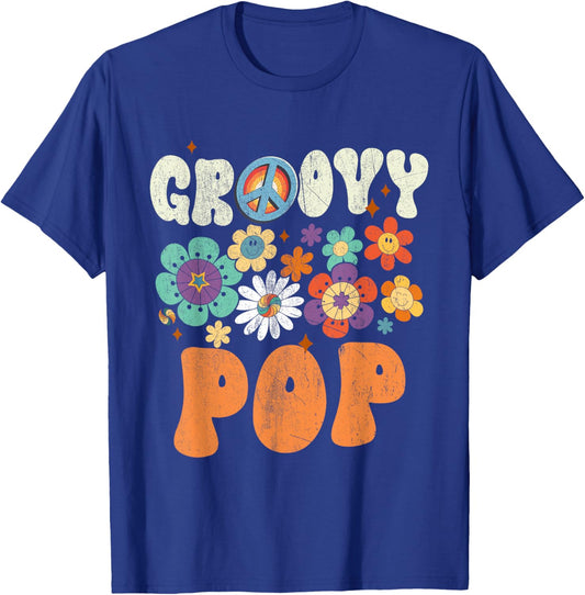 Retro Groovy Pop Gifts For Father's Day Hippie Flowers T-Shirt - T-Shirt | Royal