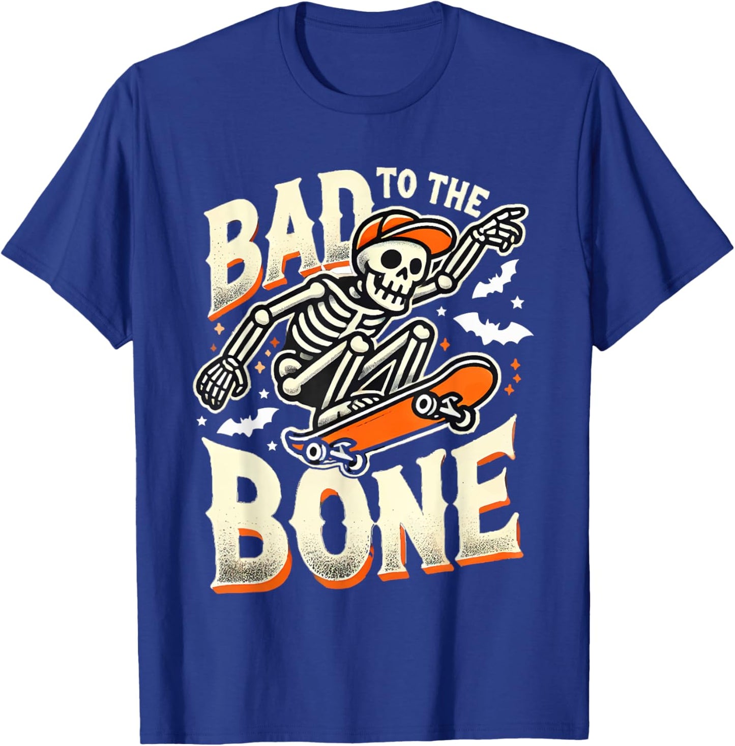 Bad To The Bone Skate Skateboard Shirt Youth Boys Girls T-Shirt - T-Shirt | Royal