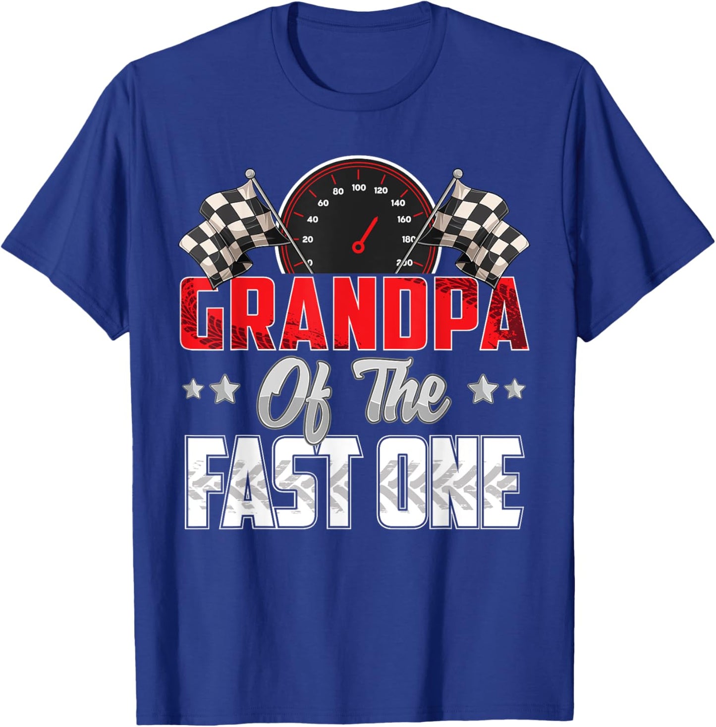 1 year old racing car fast one birthday 1st Family Grandpa T-Shirt - T-Shirt | Royal