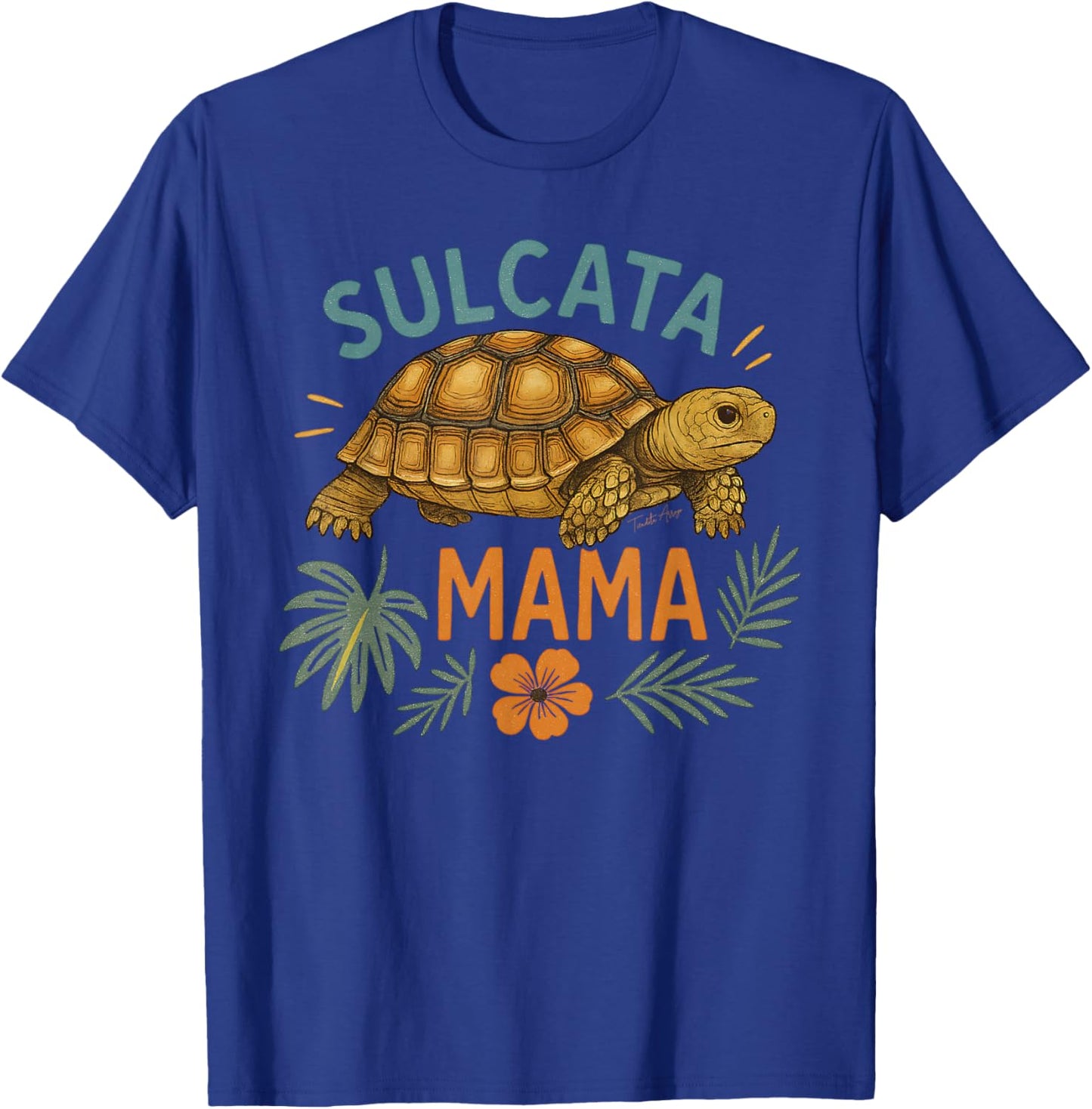 Sulcata Mama Gift Tortoise Mom Tort Botanical Reptile T-Shirt - T-Shirt | Royal