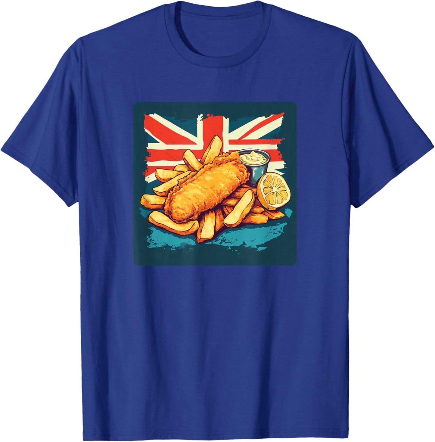 Kawaii Motto Designs Fish and Chips Lover Classic British Food T-Shirt - T-Shirt | Royal