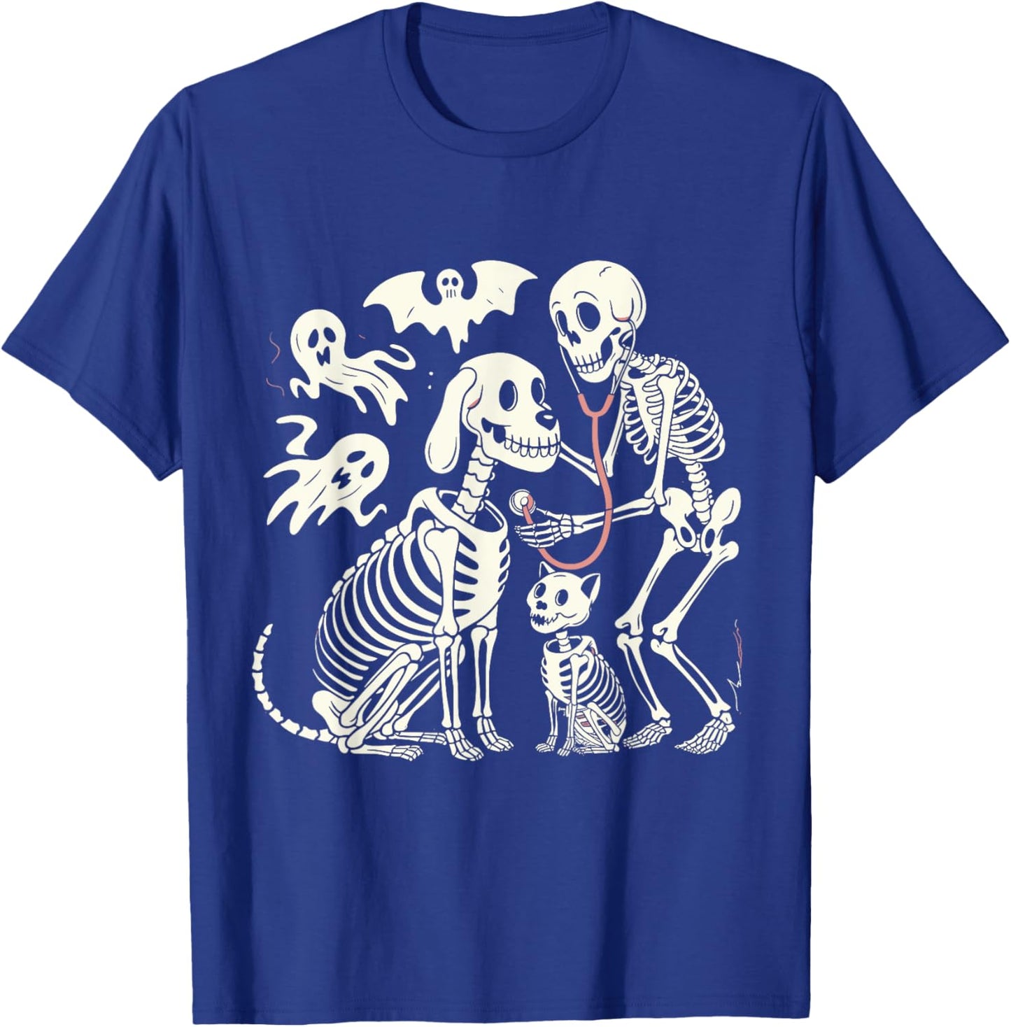 Funny Skeleton Veterinarian Animal Lovers Spooky Halloween T-Shirt - T-Shirt | Royal