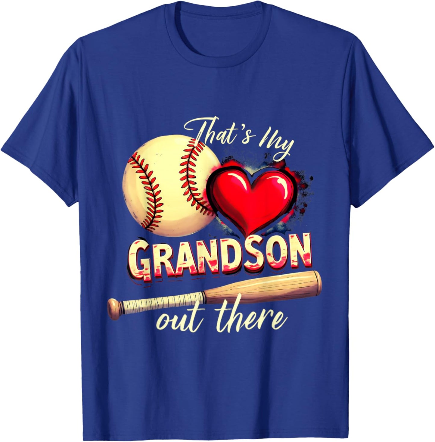 That's My Grandson Funny Women Baseball Grandma Mother's Day T-Shirt - T-Shirt | Royal
