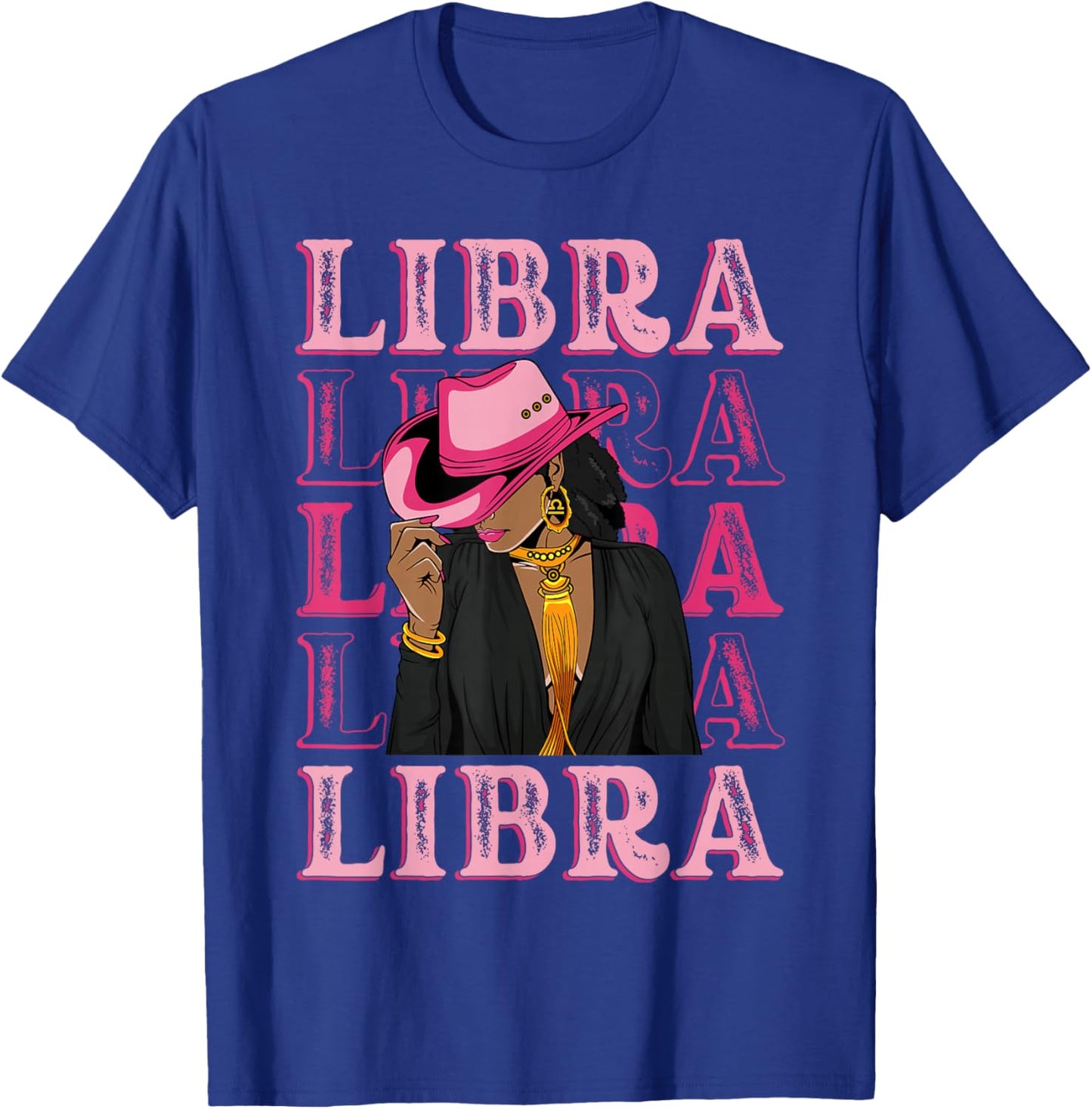 Libra Western Black Cowgirl African American Zodiac T-Shirt - T-Shirt | Royal