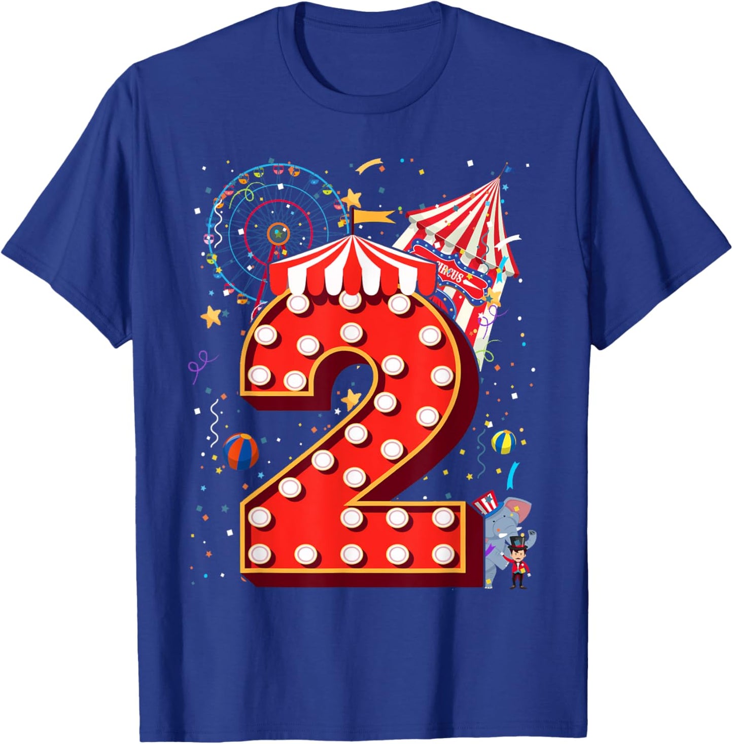 2 Year Old Circus Top Birthday Carnival 2nd Party Toddler T-Shirt - T-Shirt | Royal
