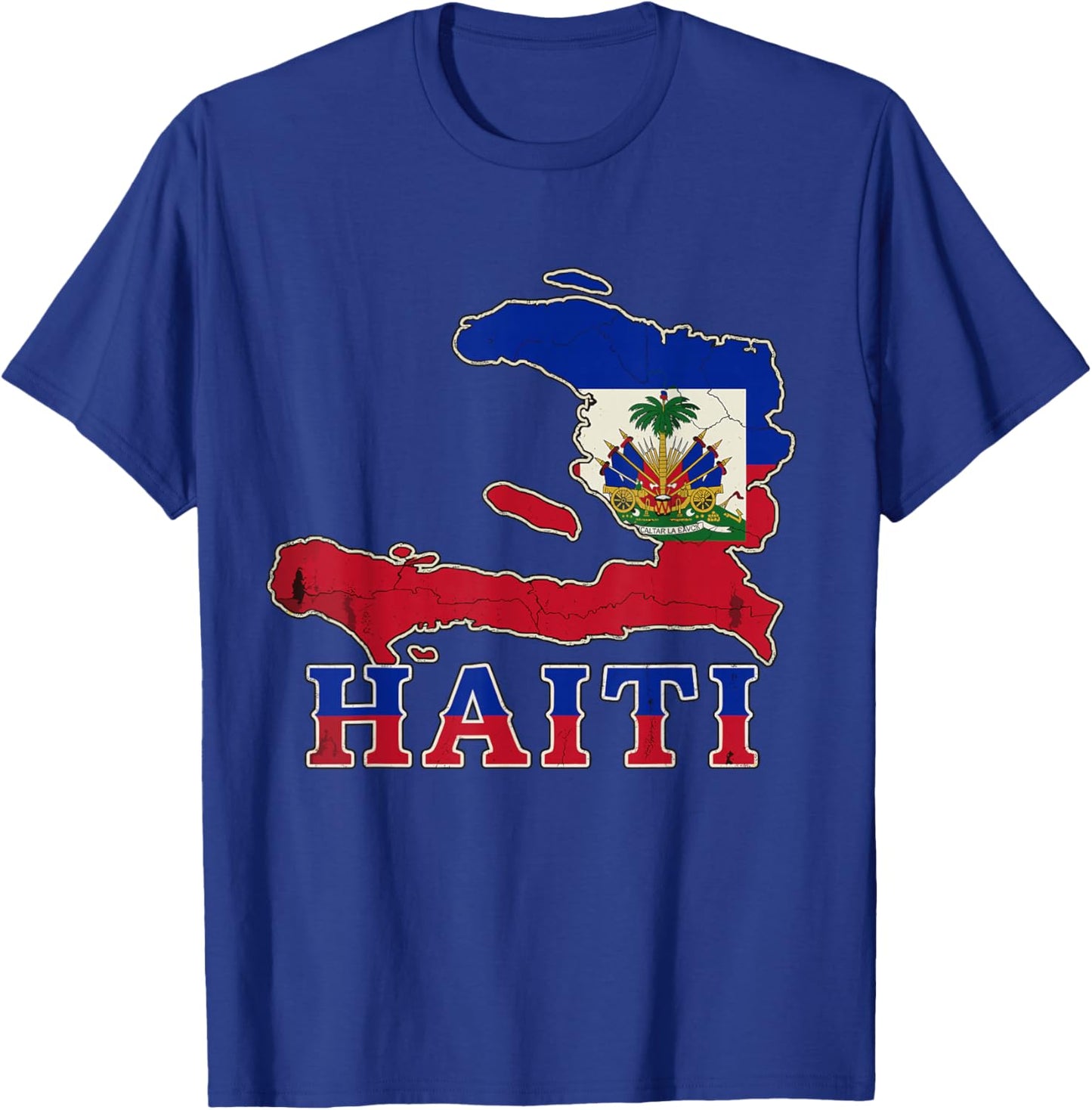 Vintage Haiti Flag Map Haitian Pride Happy Haitian Flag Day T-Shirt - T-Shirt | Royal