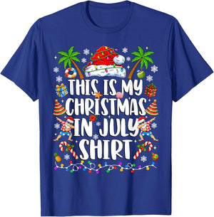 Christmas in July Shirt Santa Hat Summer Beach Vacation Xmas T-Shirt - T-Shirt | Royal