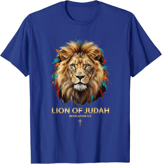Christian Lion of Judah - Revelation 5:5 Bold Faith Design T-Shirt - T-Shirt | Royal