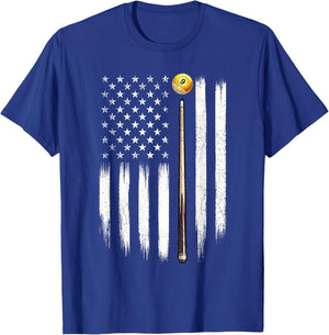 Billiard US Flag - 8 Ball Billiard Game Pool Player T-Shirt - T-Shirt | Royal