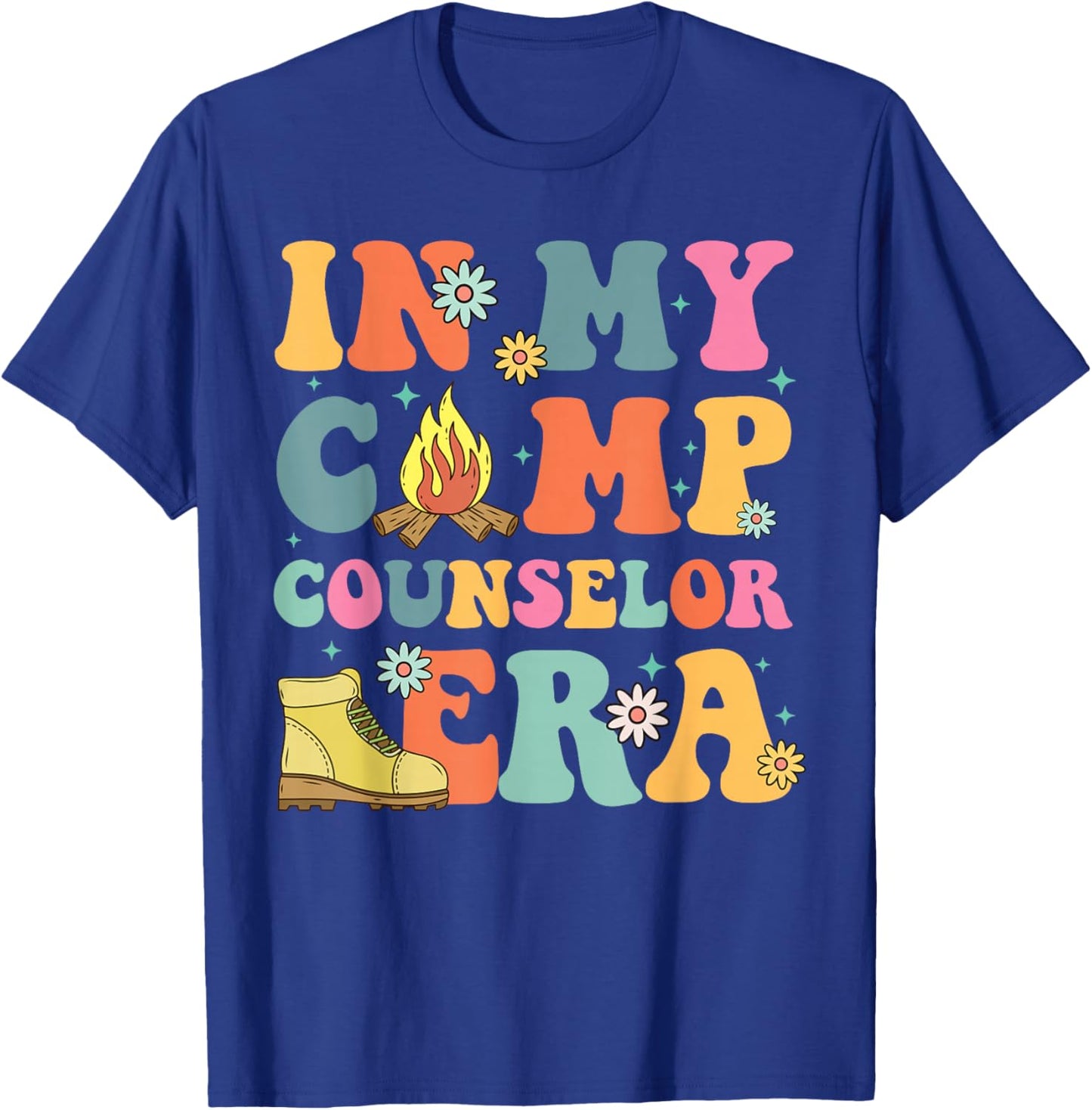 In My Camp Counselor Era Retro Groovy Summer Camp Counselor T-Shirt - T-Shirt | Royal