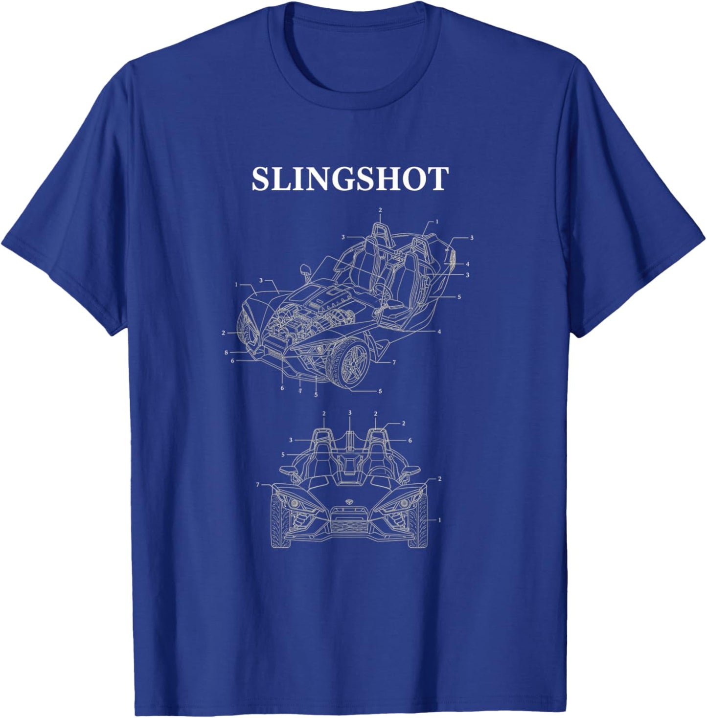 Slingshot Blueprint Car Illustration, Car EnthusiastDesign T-Shirt - T-Shirt | Royal