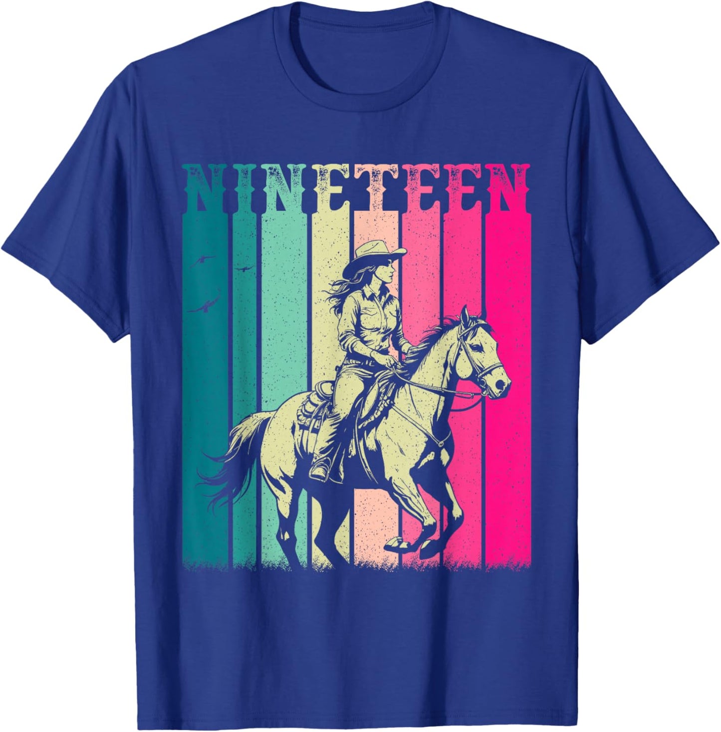 Cowgirl 19th Birthday Girls 19 Year Old Western Rodeo Party T-Shirt - T-Shirt | Royal