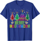 Autism Merry Christmas Tree Buffalo Plaid Matching Family T-Shirt - T-Shirt | Royal