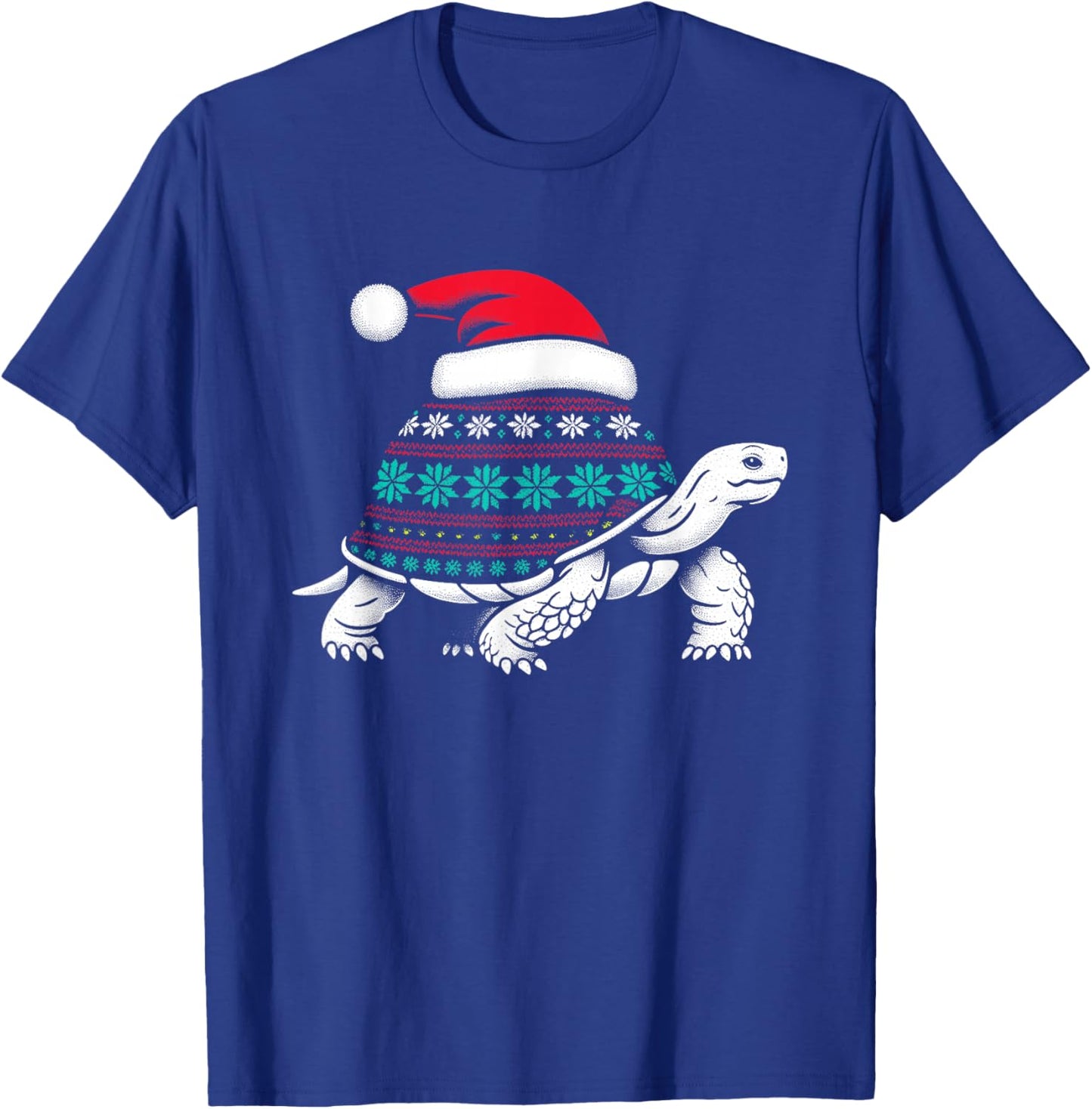Santa Hat Tortoise - Vintage Sea Turtle Xmas Ugly Christmas T-Shirt - T-Shirt | Royal