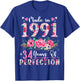 34 Year Old Made In 1991 Floral 34th Birthday Women T-Shirt - T-Shirt | Royal