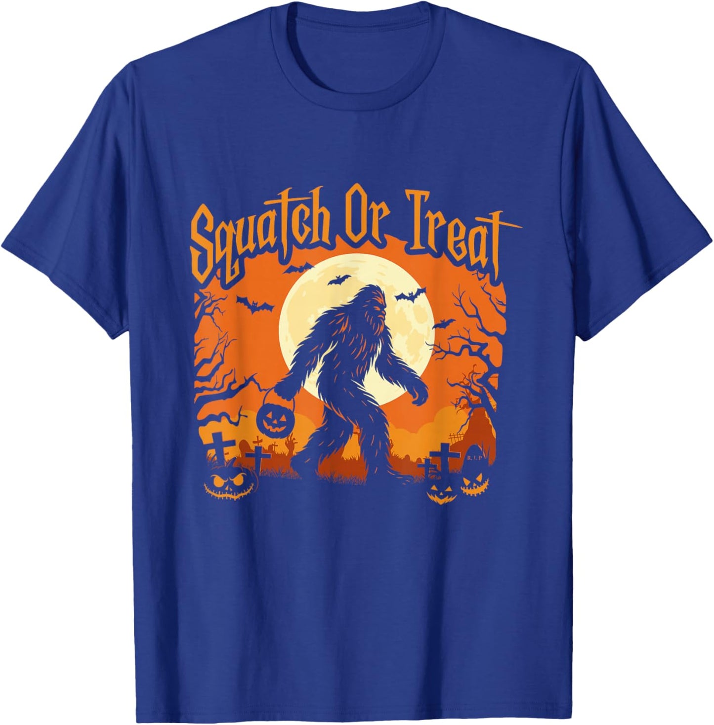 Squatch Or Treat - Spooky Bigfoot Halloween Sasquatch T-Shirt - T-Shirt | Royal