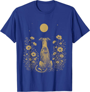 Whippet Moon Night Flower Minimalist Boho Dog Lover T-Shirt - T-Shirt | Royal