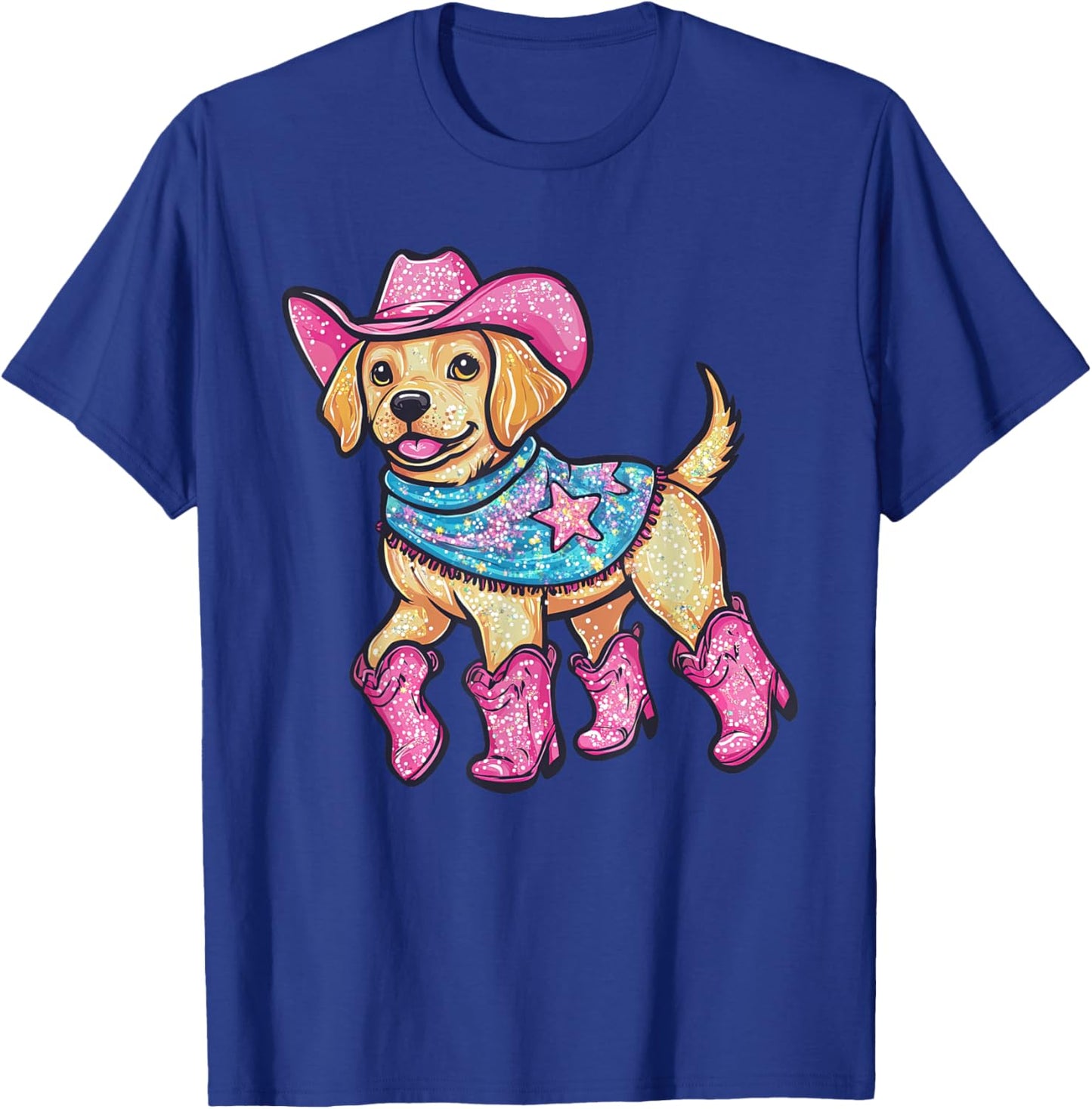 Cute Dog In Pink Cowboy Hat Boots Western Cowgirl Dog Lover T-Shirt - T-Shirt | Royal