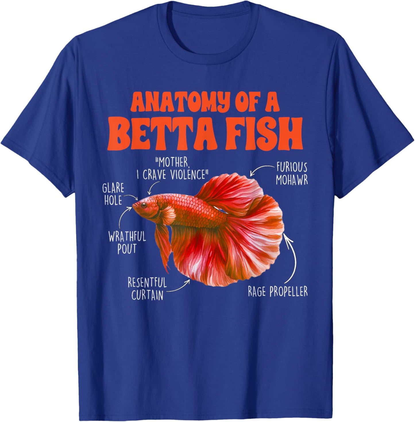 Betta Fish Fishkeeper Aquarium Anatomy Of A Betta Fish T-Shirt - T-Shirt | Royal
