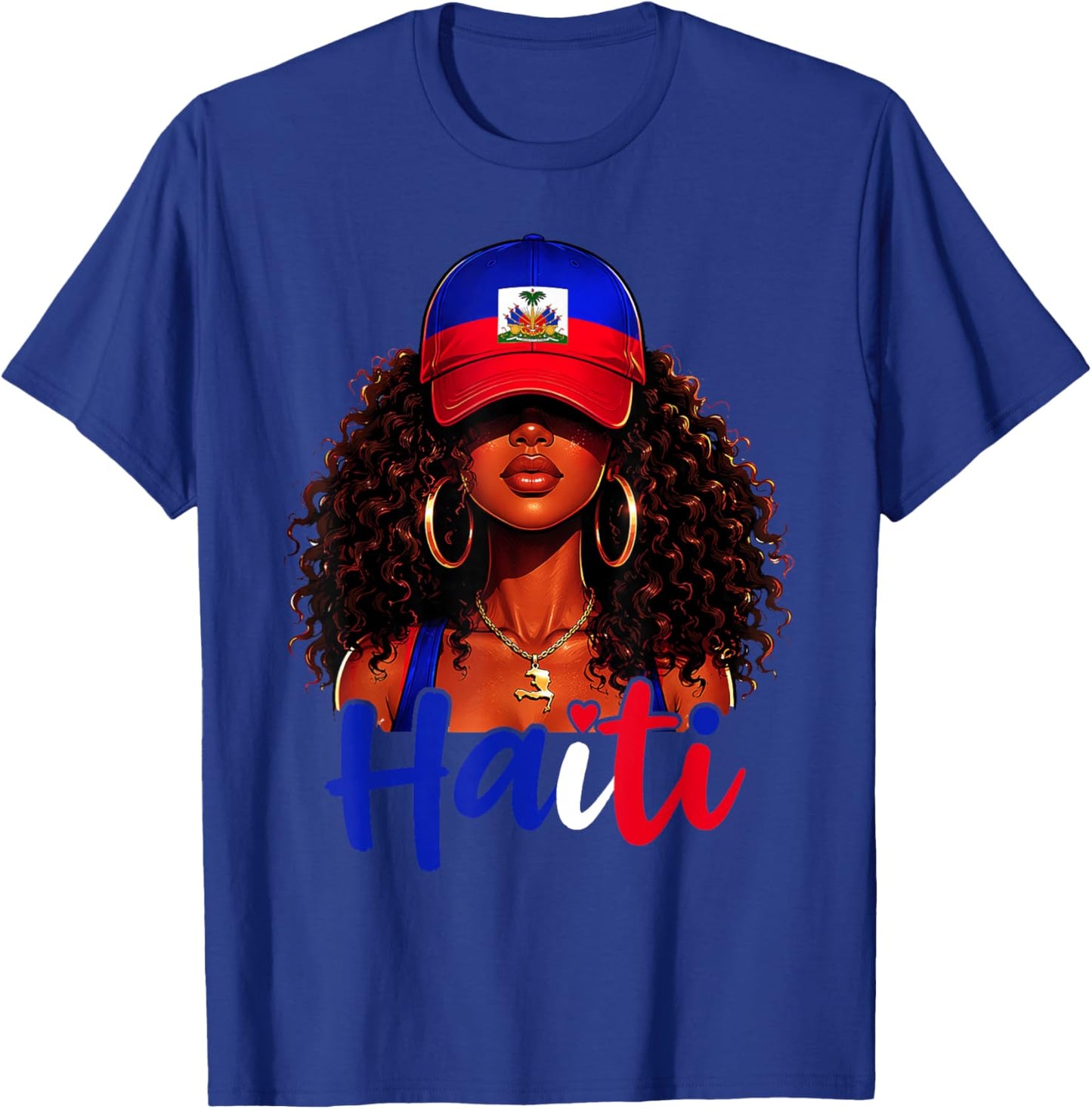 Haitian Princess Haiti Flag Melanin for Black Girls Women T-Shirt - T-Shirt | Royal