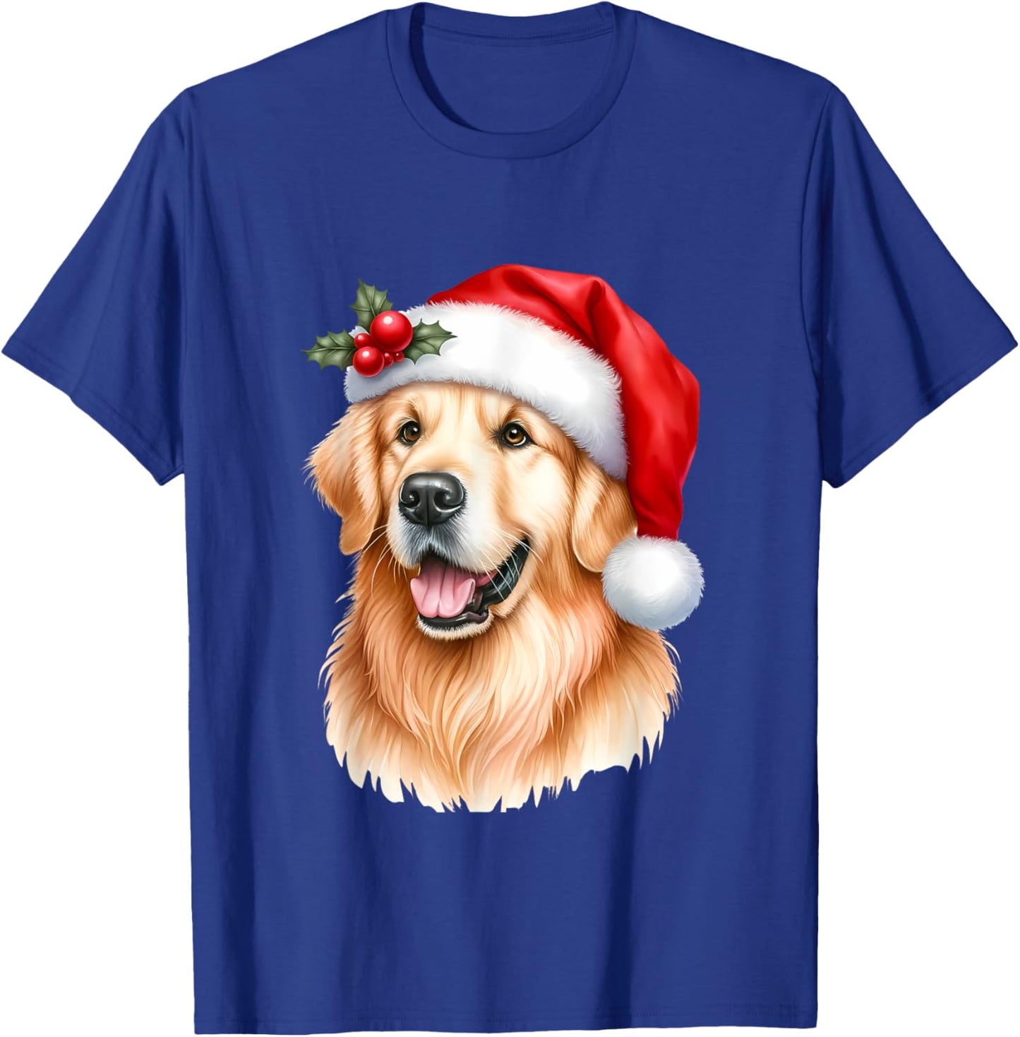Christmas Golden Retriever Santa Hat Dog Lover Xmas Women Kids T-Shirt - T-Shirt | Royal