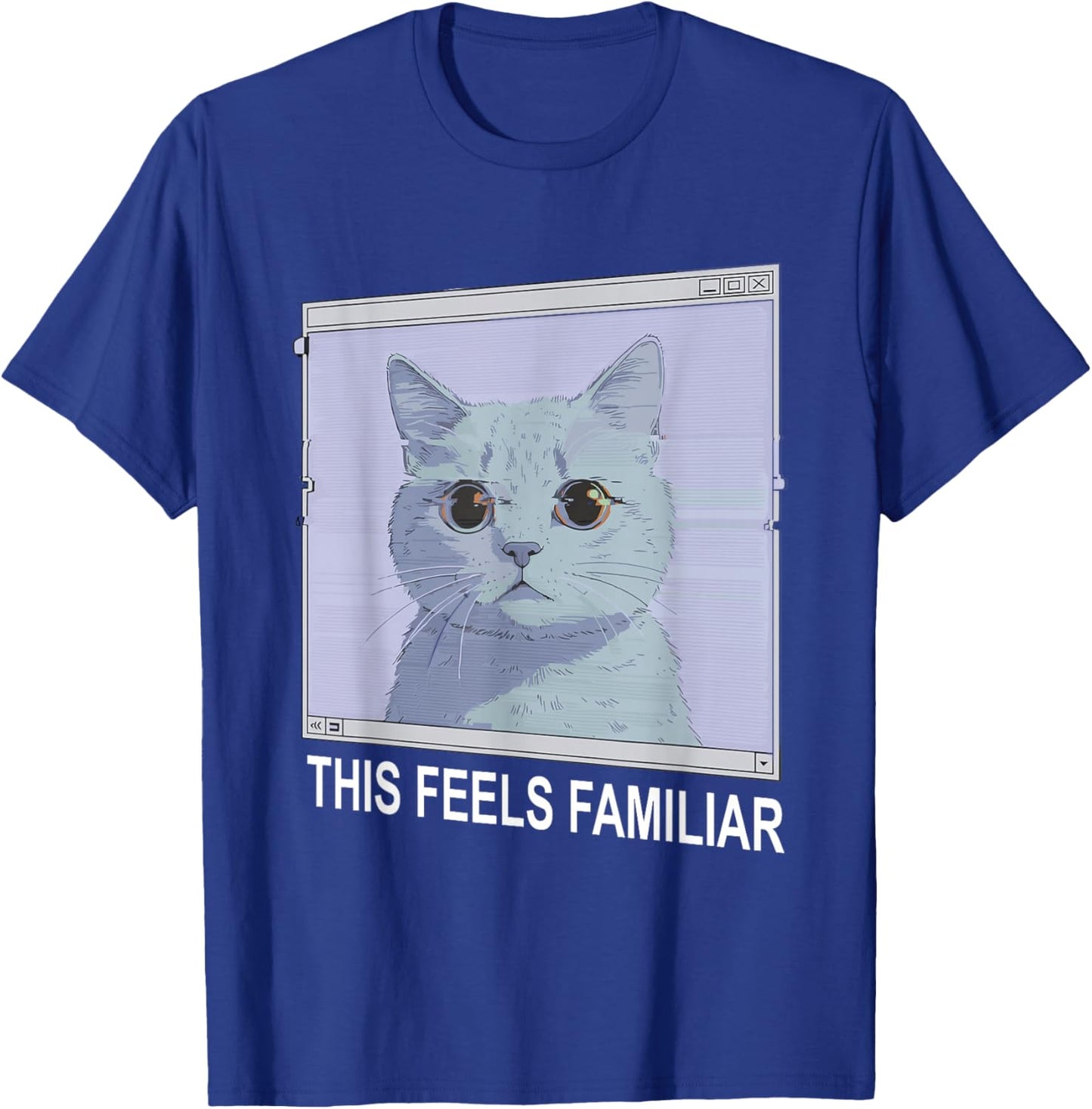 Weirdcore Aesthetic Cat Dreamcore Glitch 90s Window Art T-Shirt - T-Shirt | Royal