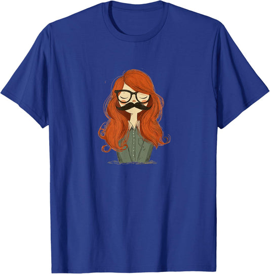 Cute Girl with Funny Mustache Beard Costume T-Shirt - T-Shirt | Royal