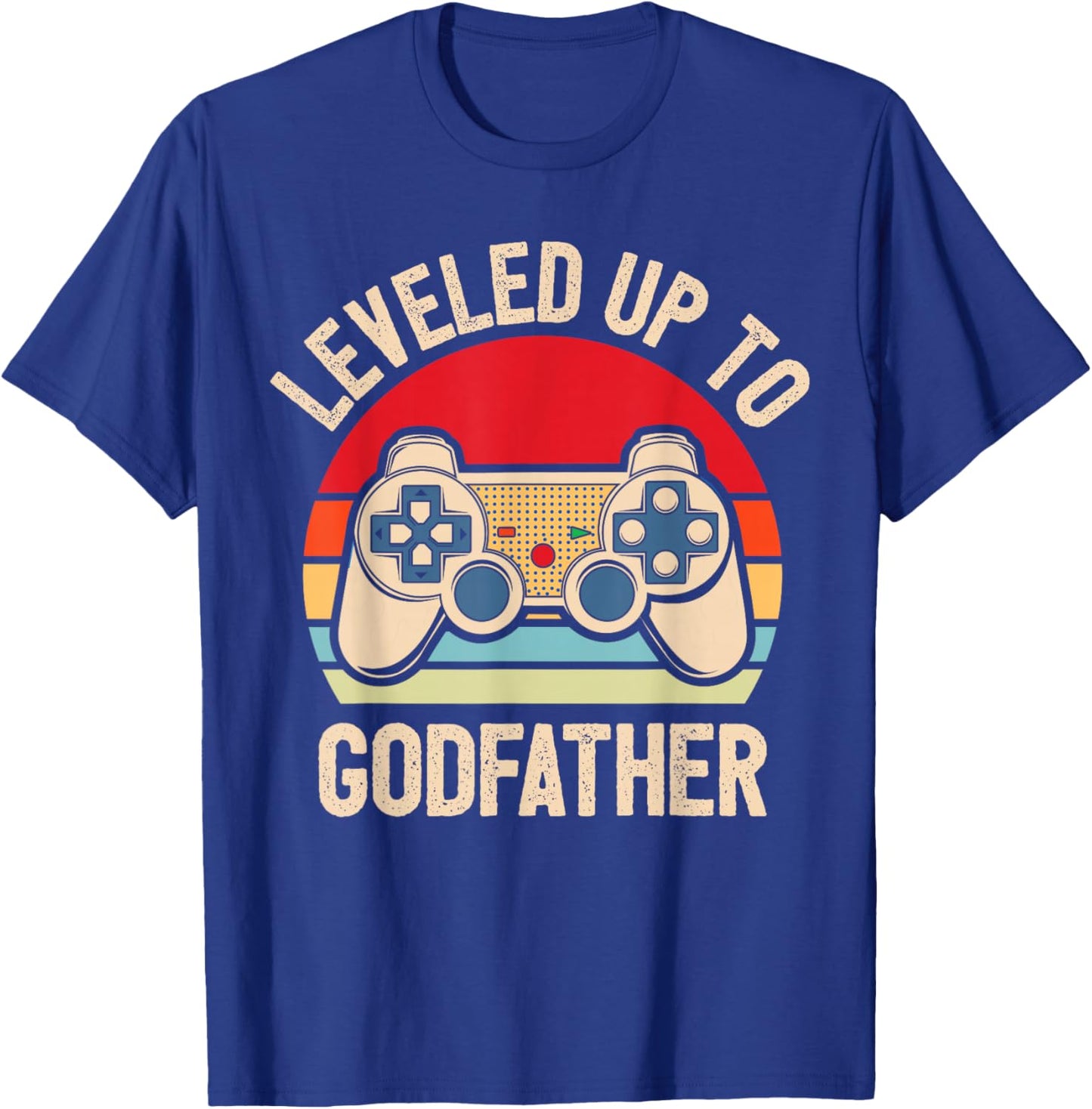 Leveled Up To Godfather Video Gamer Retro T-Shirt - T-Shirt | Royal