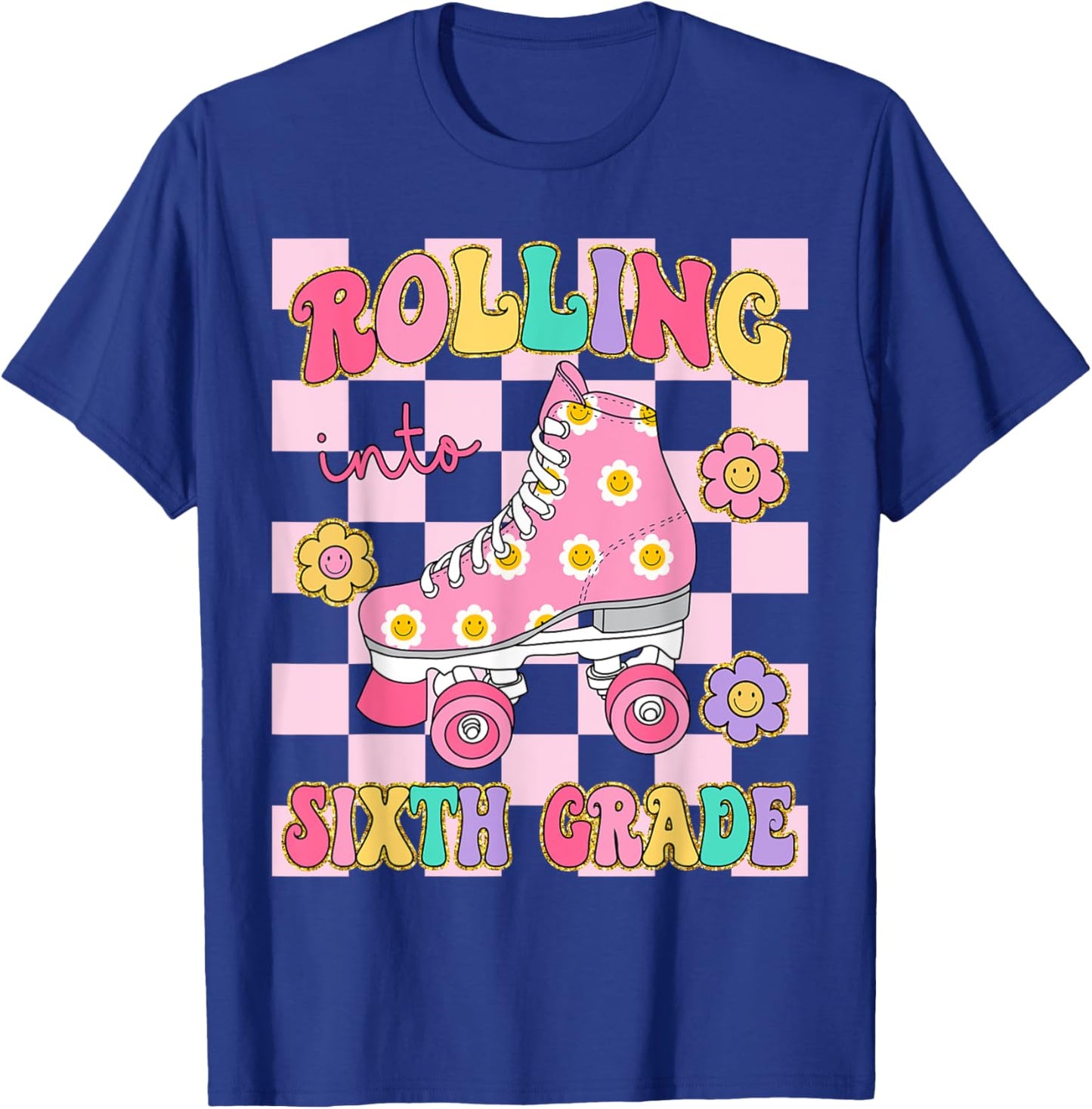 Rolling Into Sixth Grade Teacher Student Roller Skater Girl T-Shirt - T-Shirt | Royal