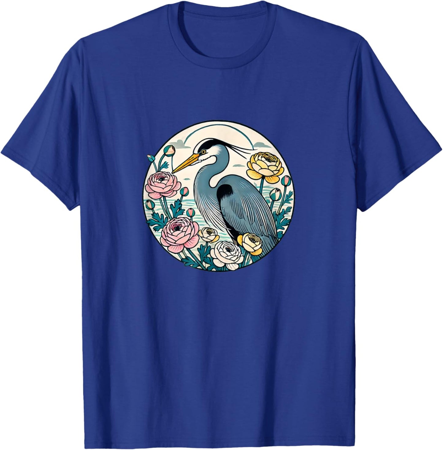 Great Blue Heron Illustration Bird Lover Herons T-Shirt - T-Shirt | Royal